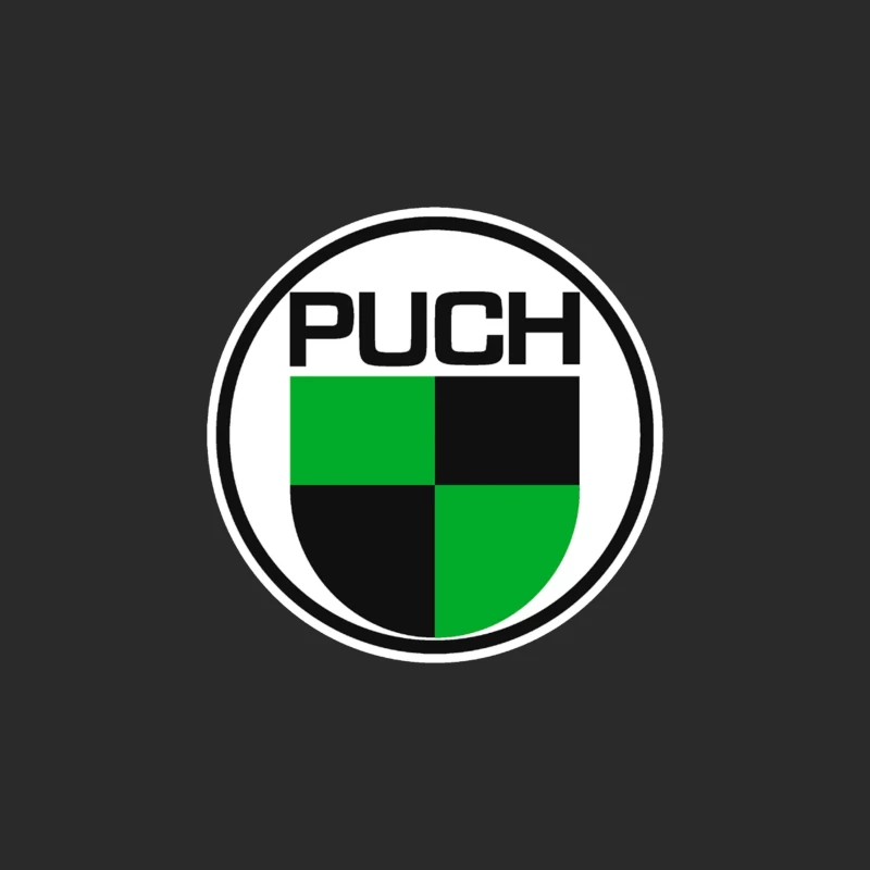 Vintage Puch Motorcycle Company Logo with Green and Black Shield Design Baseball Cap