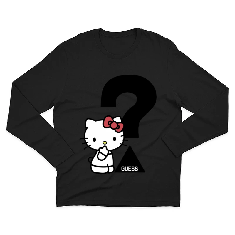 Hello Kitty mit Fragezeichen Herren Langarm T-Shirt