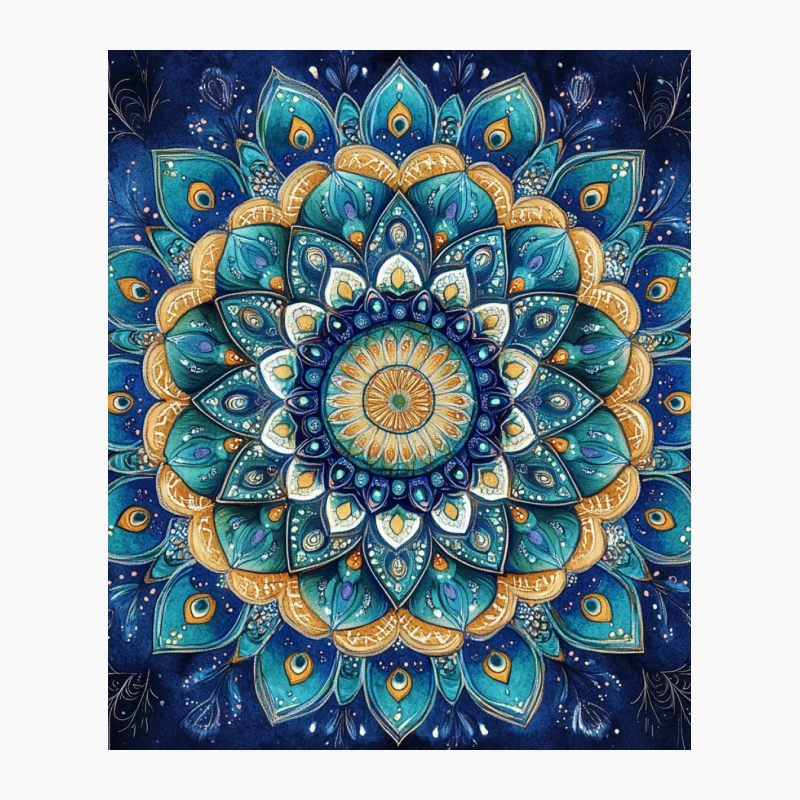Intricate Peacock-Inspired Spiritual Mandala Art Cotton Tote Bag