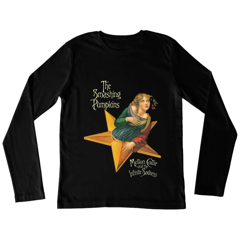 The Smashing Pumpkins' Mellon Collie Album Cover Featuring Classical Art on Golden Star Female Long Sleeve T-Shirt