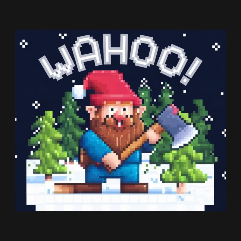 Pixelated Winter Lumberjack: Retro Gaming Wahoo! Mouse Pad