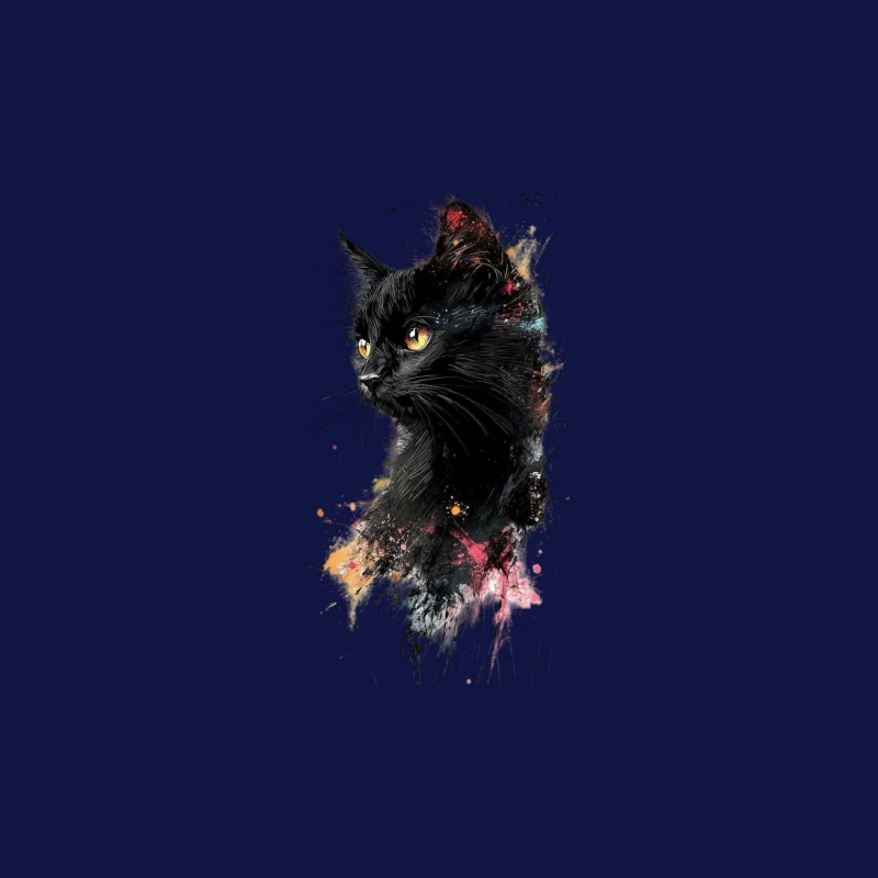 Colorful Watercolor Portrait of a Black Cat Travel Mug
