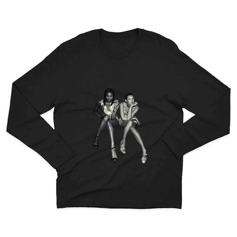 Modefotografie in Schwarz-Weiß Herren Langarm T-Shirt