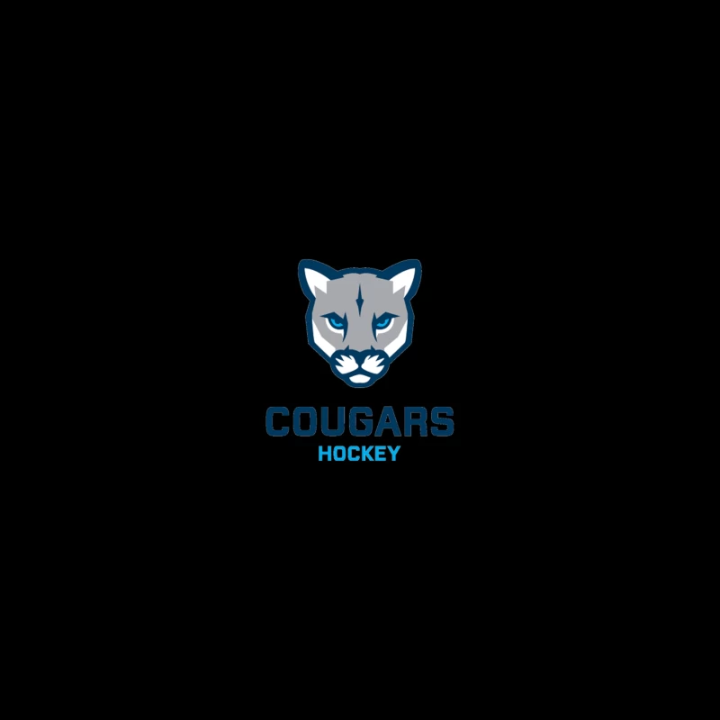 Cougars Hockey Team Logo with Blue and Gray Cougar Head Design Travel Mug