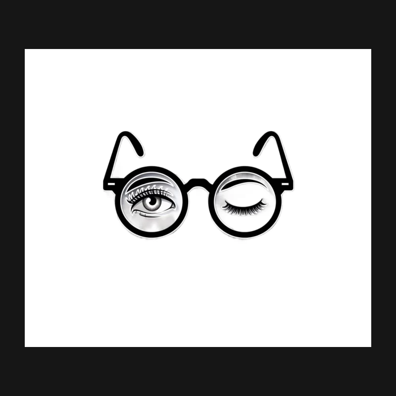 Optical Illusion Glasses with Winking Eye Design Mouse Pad