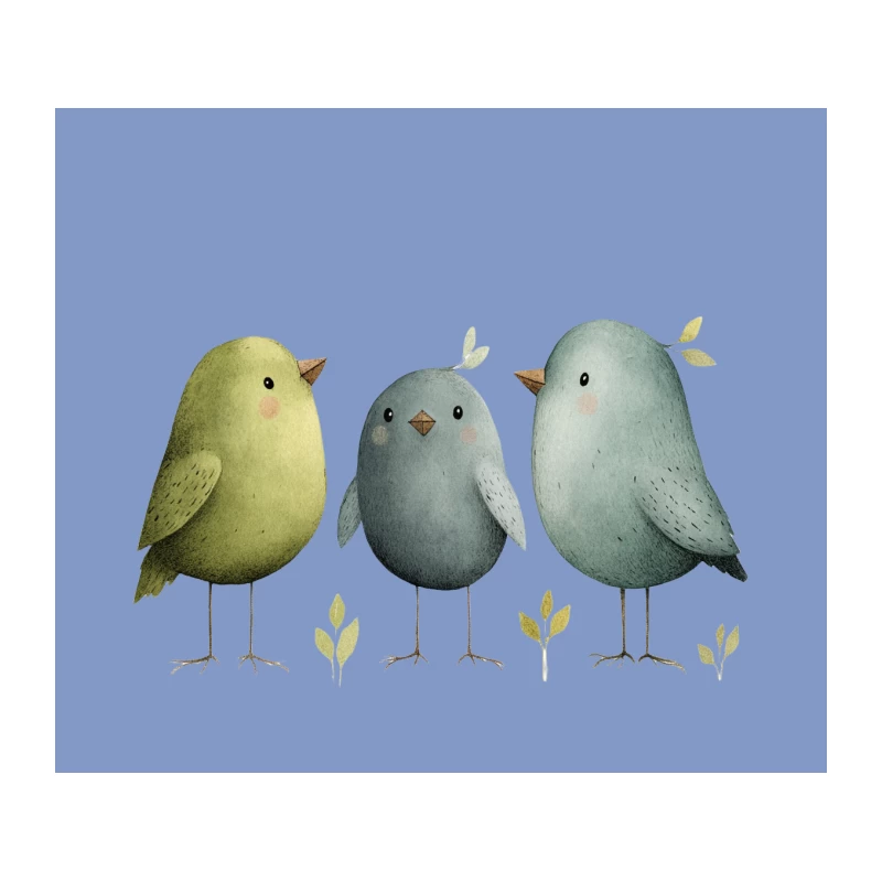 Cute Watercolor Birds: A Pastel Spring Illustration Tapestry