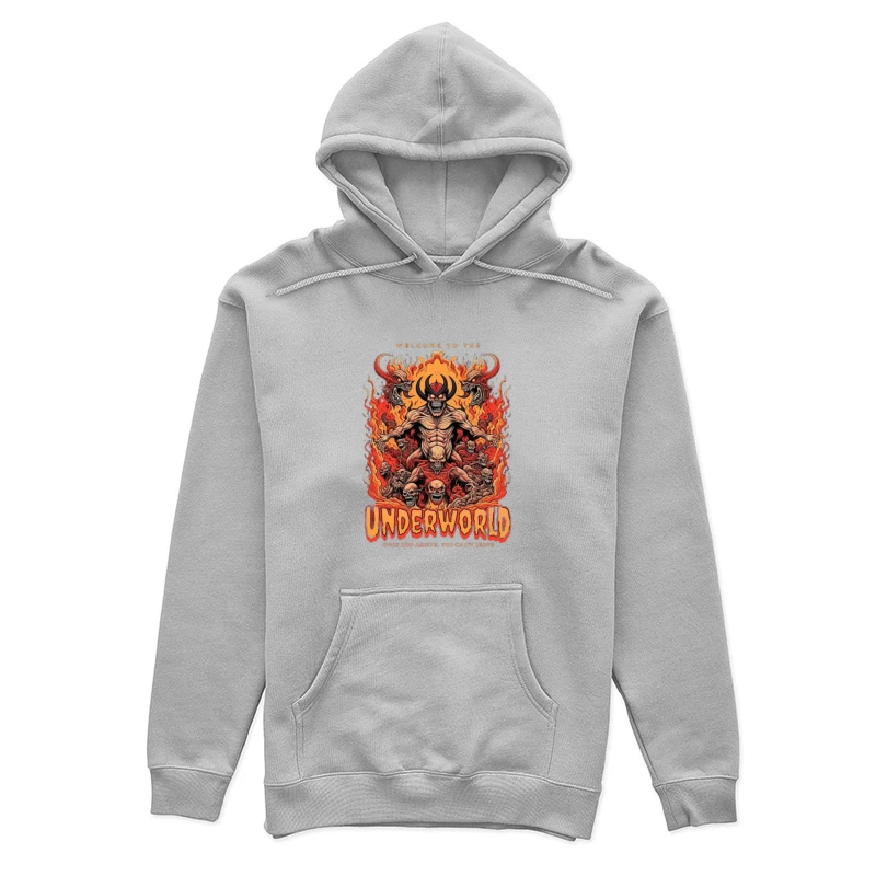 Welcome to the Underworld: Demonic Horror Art with Flaming Skulls Female Pullover Hoodie