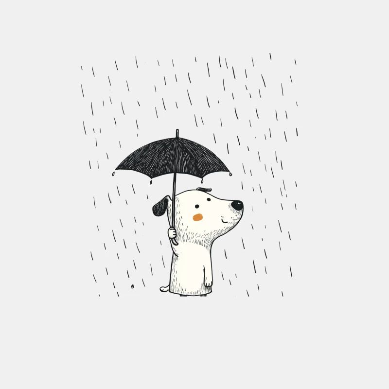Cute Dog with Umbrella in the Rain Minimalist Illustration Male Tank Top