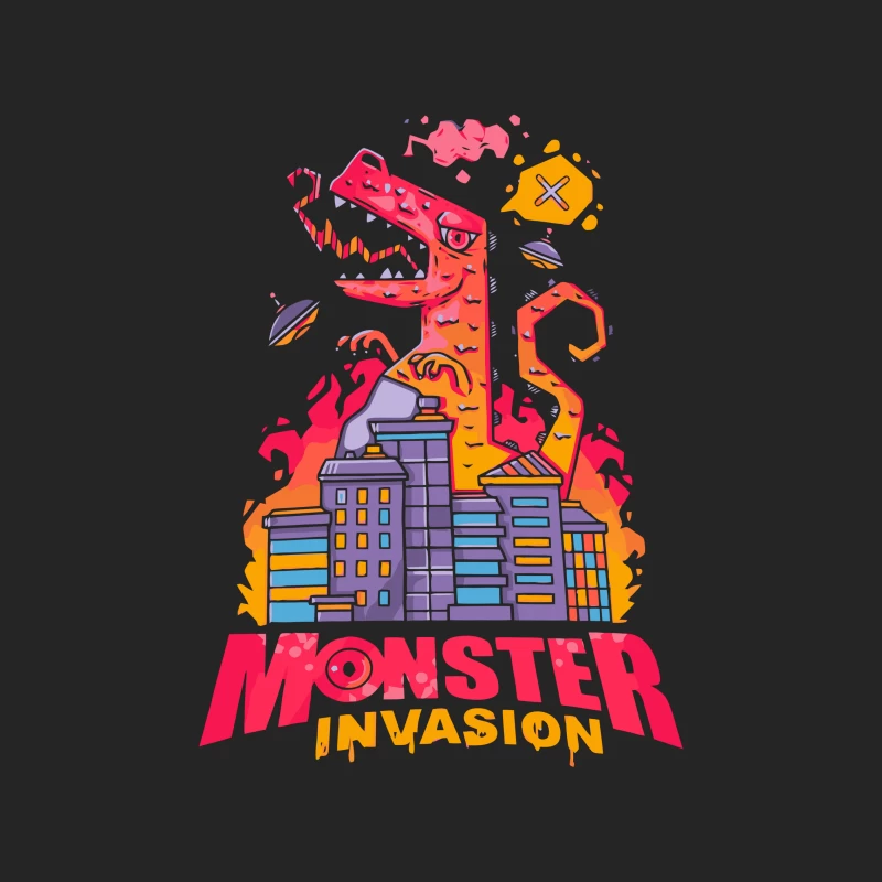 Monster Invasion: A Colorful Cartoon Illustration Male Pullover Sweatshirt