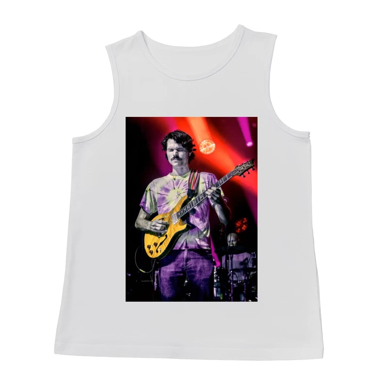 Guitarist Performing on Colorfully Lit Concert Stage Male Tank Top