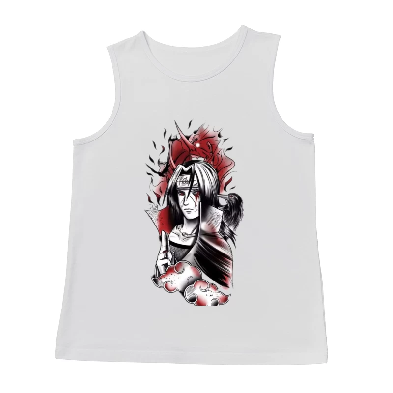 Kunstwerk von Ninja Krieger mit Krähe Herren Tanktops
