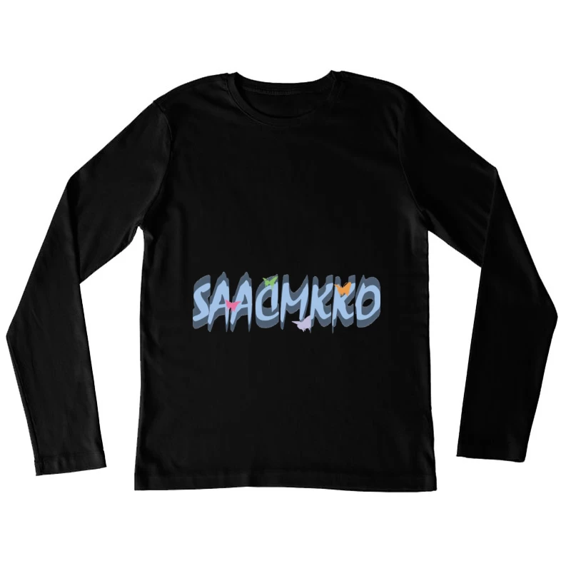 Bunte Schmetterlingsgrafik Damen Langarm T-Shirt