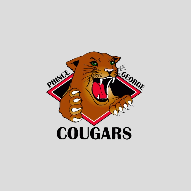 Prince George Cougars Sports Team Logo with Fierce Cougar Mascot Baseball Cap