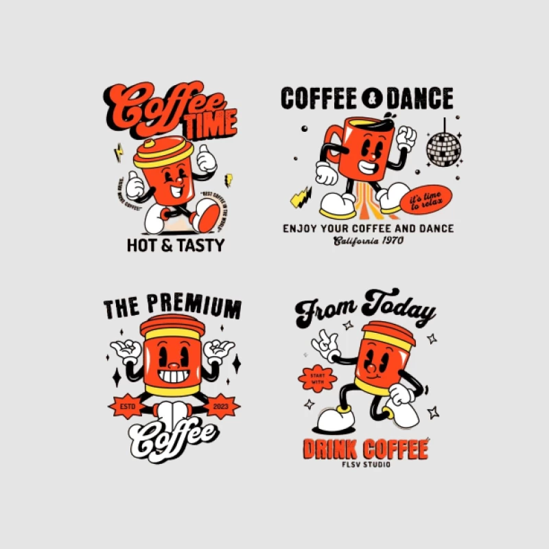 Fröhlicher Kaffeebecher-Charakter Damen Pullover Hoodie