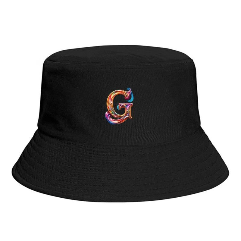 Colorful 3D Typography: Decorative Letter G with Swirling Gradient Pattern Bucket Hat