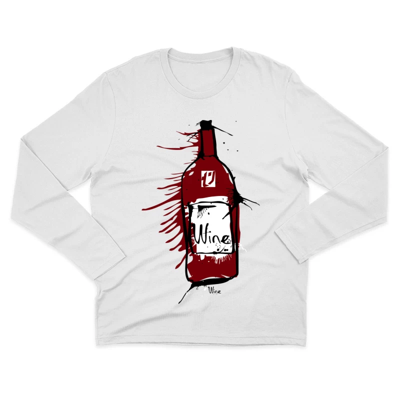 Illustration artistique de bouteille de vin Homme Manches Longues T-Shirt