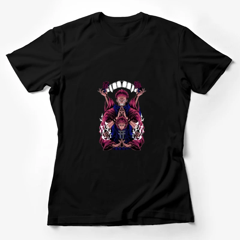 Doppeltes Dämonen-Design mit lodernden Händen Damen T-Shirt