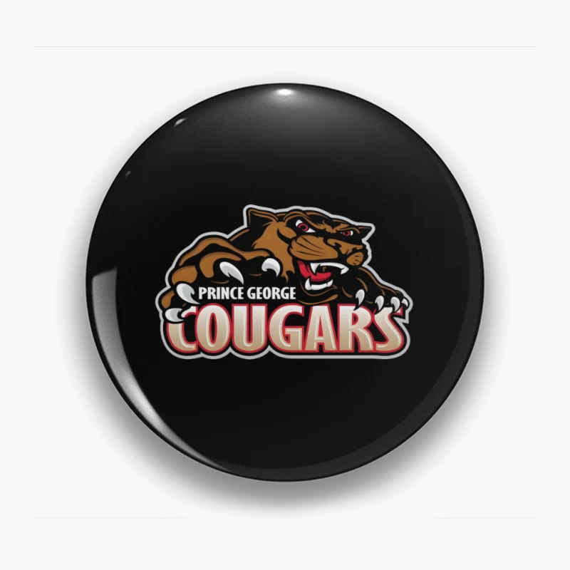 Prince George Cougars Sports Team Logo with Fierce Cougar Mascot Prince George Cougars Pin