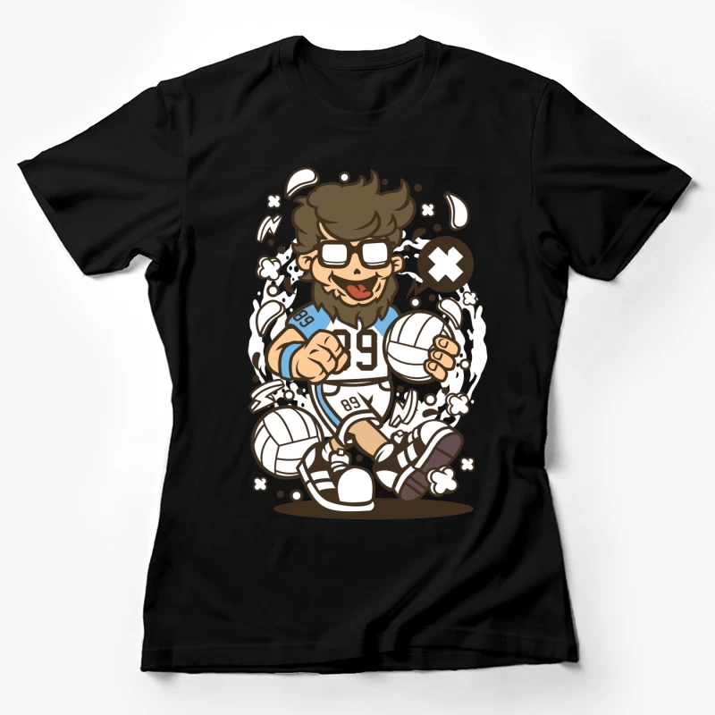 Joueur de Volley-Ball Cartoon Dynamique Femme T-Shirt