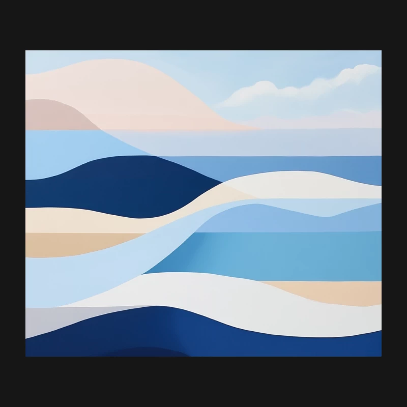 Abstract Coastal Landscape: Waves and Mountains in Blue Mouse Pad