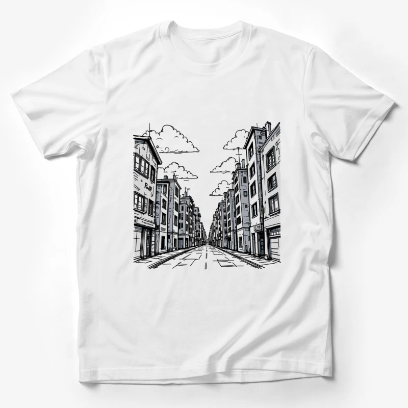 Monochrome Cityscape with Urban Architecture Male T-Shirt