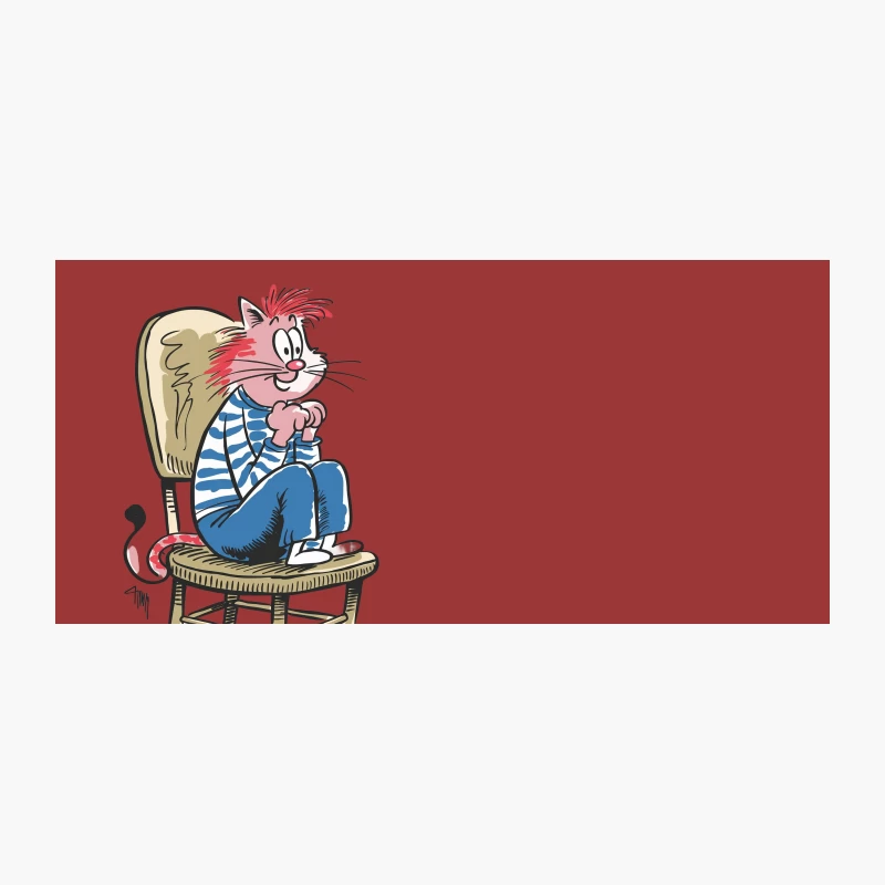 Punk Rock Cat in Striped Shirt Relaxing on Wooden Chair Coffee Mug