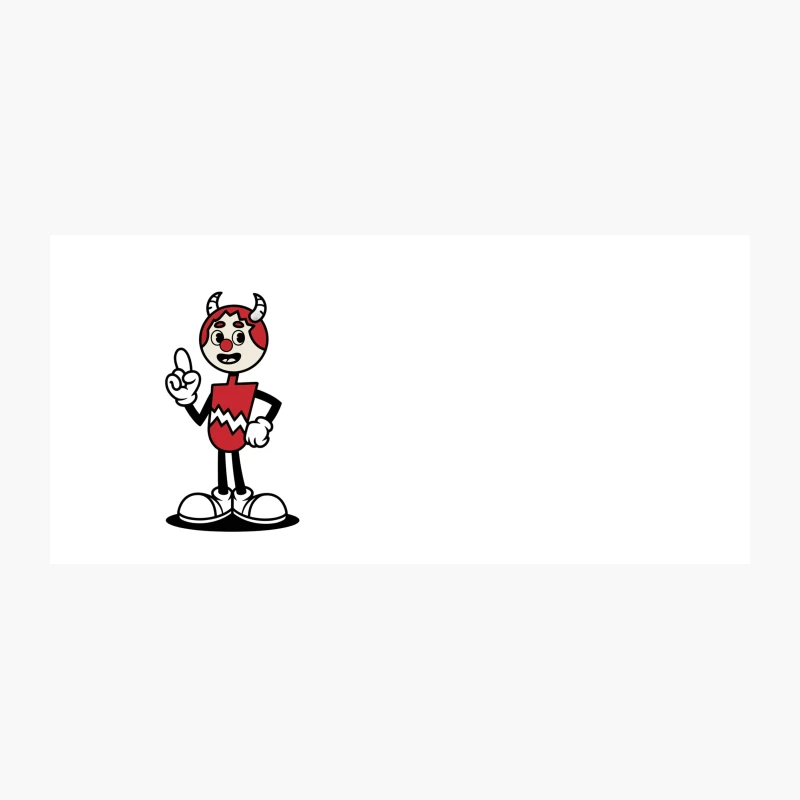 Quirky Red Devil Mascot Pointing Upwards Coffee Mug