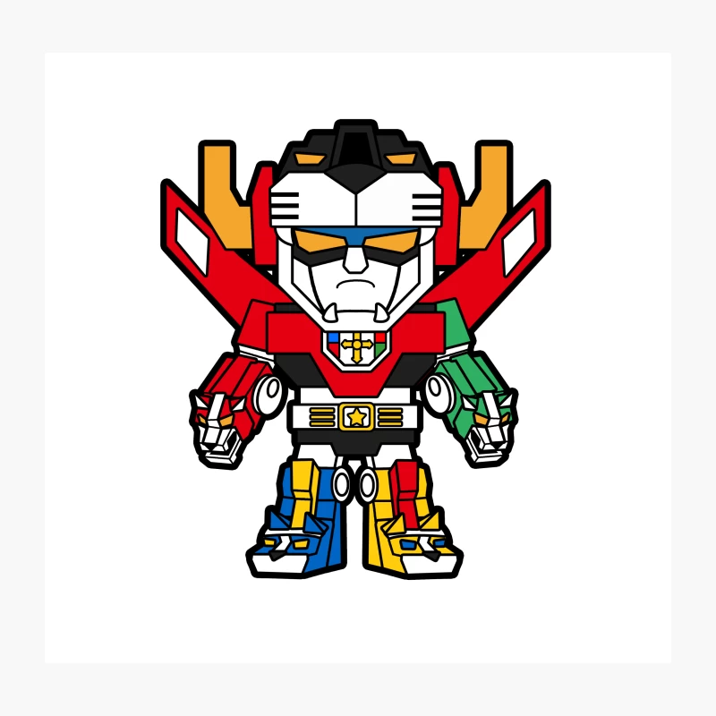 Chibi Voltron Robot Cartoon Illustration Throw Pillow