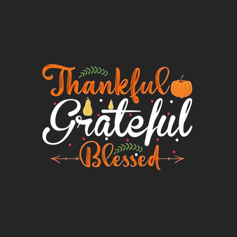Thankful Grateful Blessed: Autumn Typography with Pumpkin Female Pullover Sweatshirt