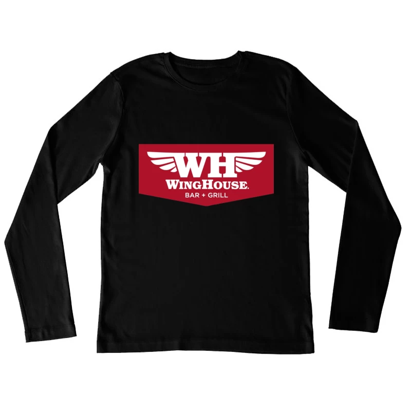 WingHouse Bar & Grill Restaurant Logo with Wings Design Female Long Sleeve T-Shirt