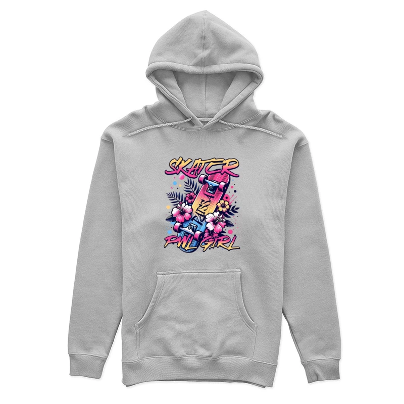 Tropical Skater Girl Typography with Floral Design Female Pullover Hoodie