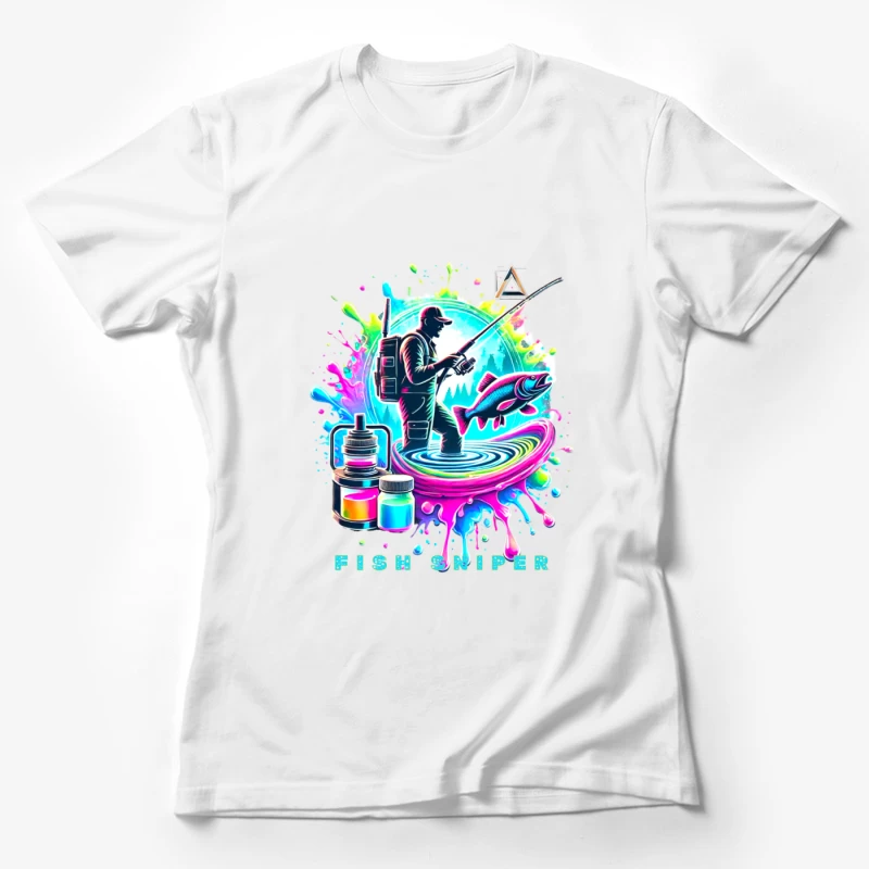 Colorful Fish Sniper: Vaping and Fishing Art Female T-Shirt