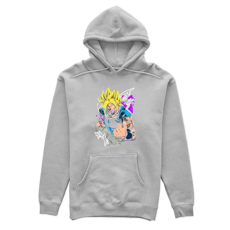 Anime Character in Action with Bright Colors Female Pullover Hoodie