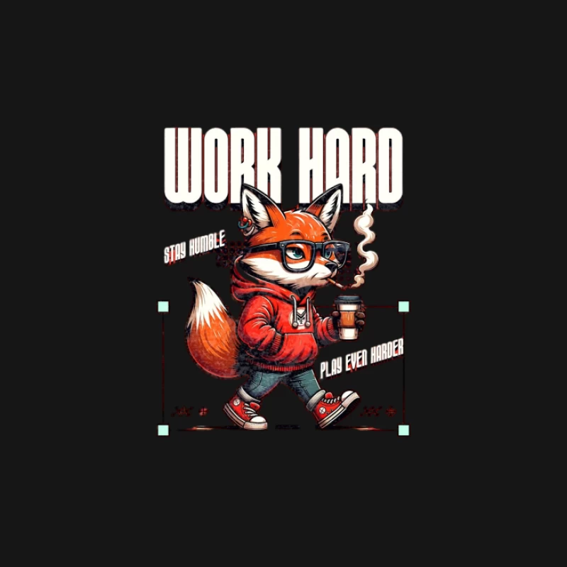 Renard avec café, travailler dur Homme Manches Longues T-Shirt