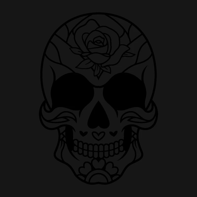 Crâne décoratif avec rose Homme Manches Longues T-Shirt