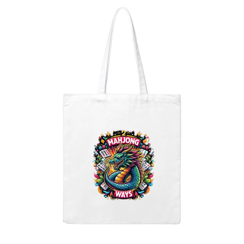Majestic Dragon with Mahjong Tiles Cotton Tote Bag