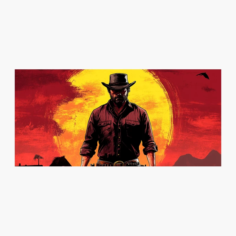 Rugged Cowboy Silhouette in Fiery Western Sunset Coffee Mug