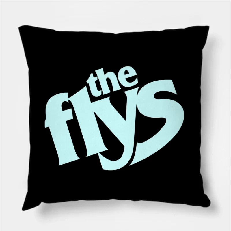 The Flys Band Logo in Light Blue Typography Throw Pillow