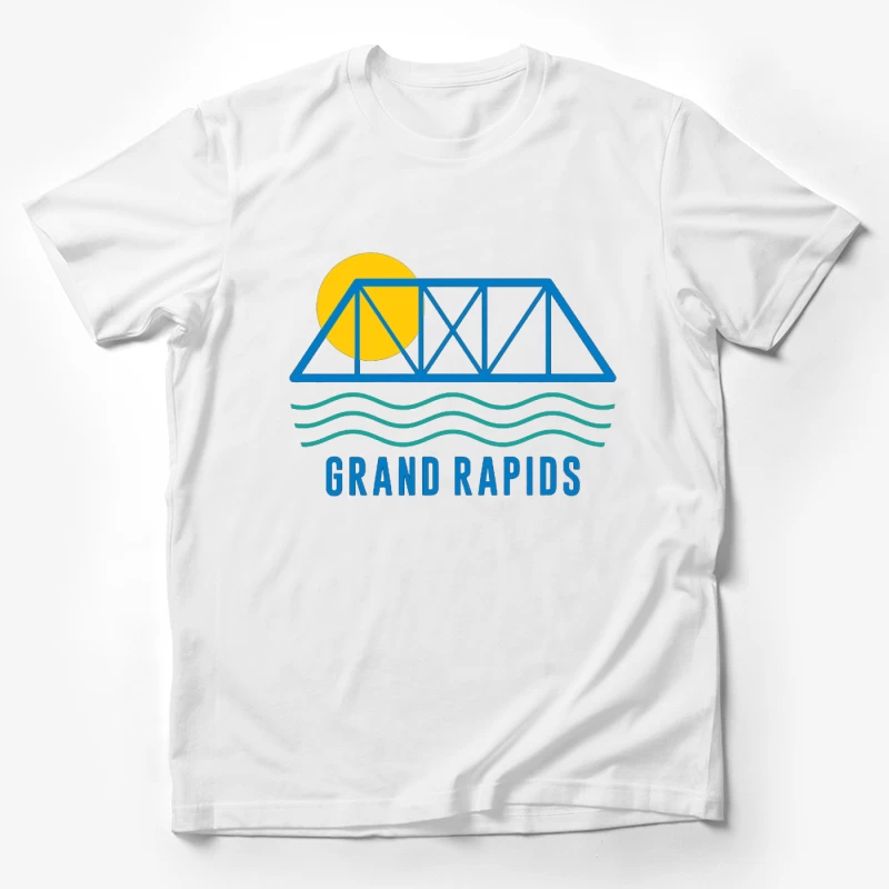 Grand Rapids City Logo with Bridge and Water Design Male T-Shirt