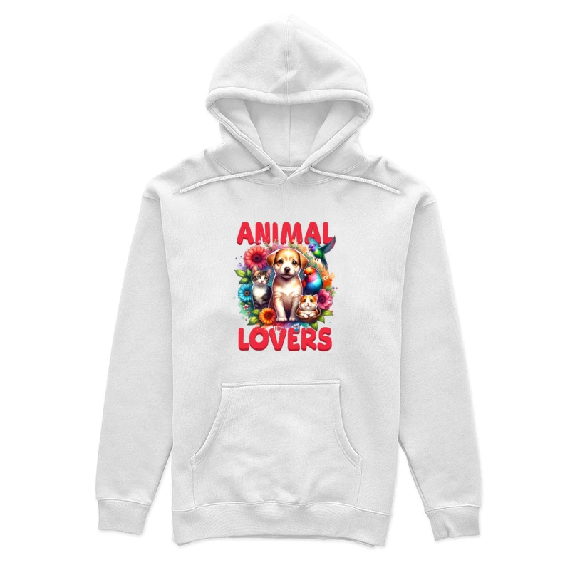 Amoureux des animaux avec chien, chat et fleurs Femme Sweat à capuche