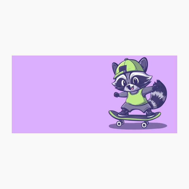 Cute Cartoon Raccoon Skateboarding in Green Outfit Coffee Mug