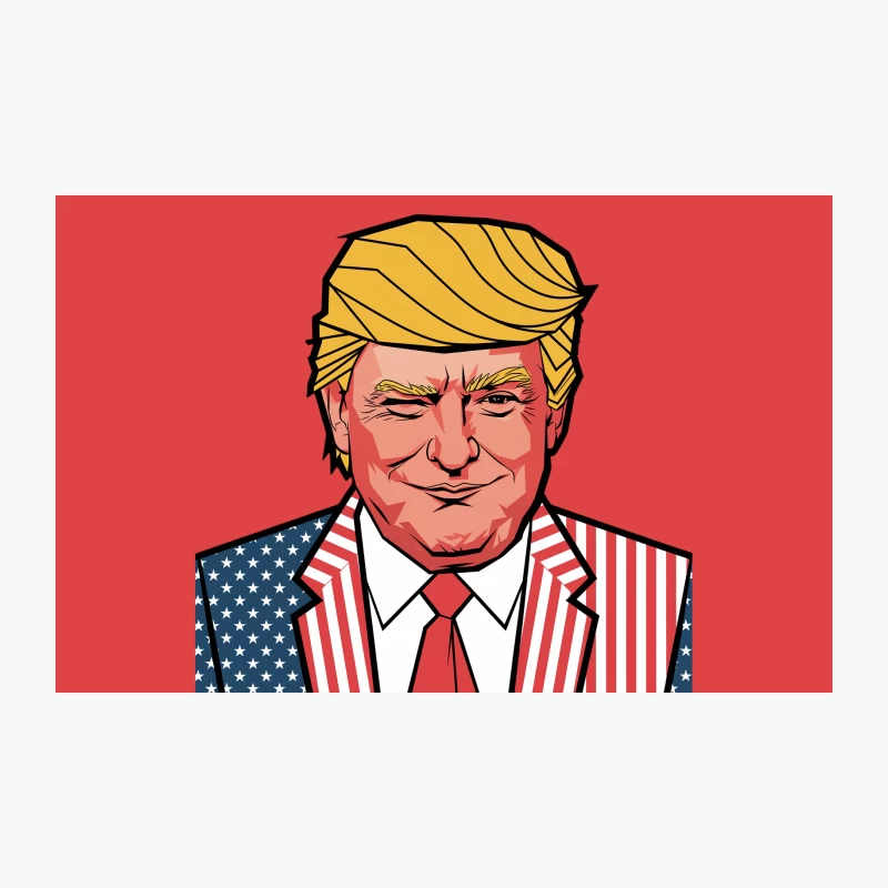 Patriotic Cartoon Illustration of Political Figure in American Flag Suit Travel Mug