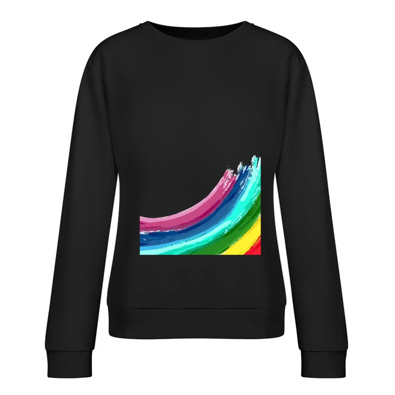 Bunte Pinselstriche auf Schwarz Damen Pullover Sweatshirt