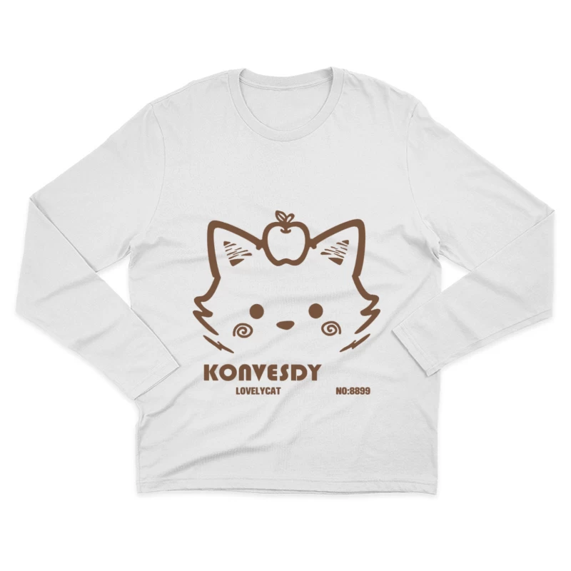Katzenlogo mit Apfel Herren Langarm T-Shirt