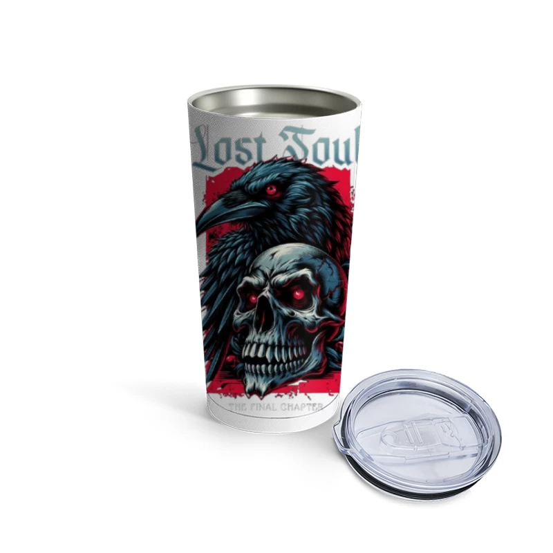 Lost Soul: Gothic Raven and Skull Dark Fantasy Illustration Travel Mug