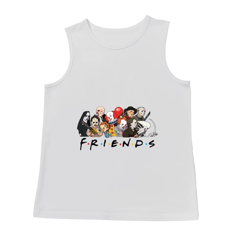 Horror Characters Parodying Friends Male Tank Top