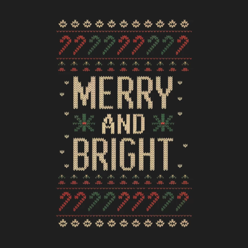 Festive Knit Pattern with "Merry and Bright" Holiday Message Male Tank Top