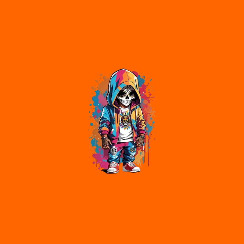 Colorful Skeleton Character in Streetwear Desk Mat