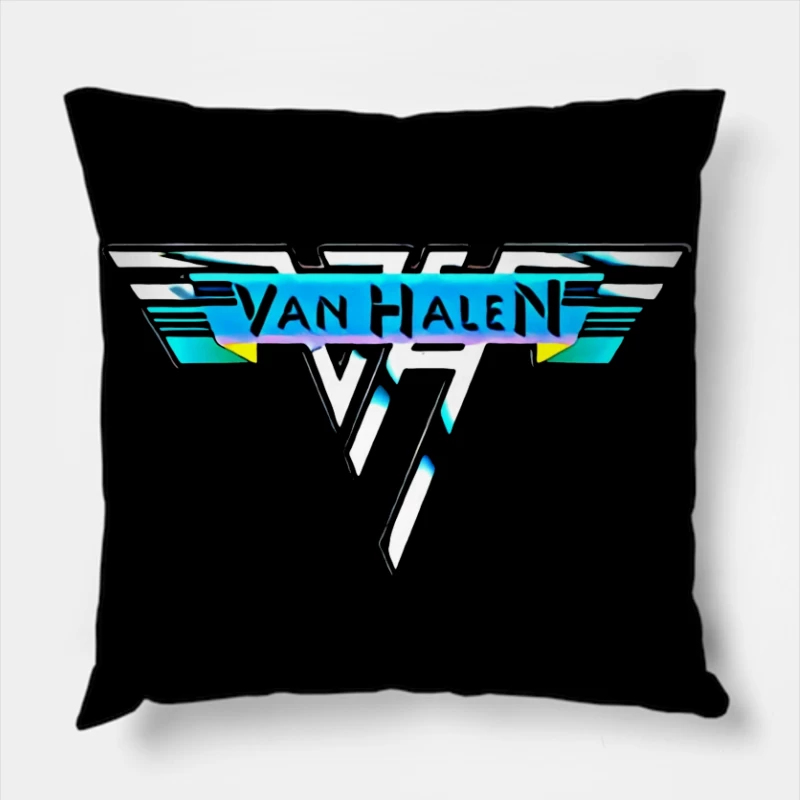 Van Halen Classic Band Logo in Retro 80s Style Throw Pillow