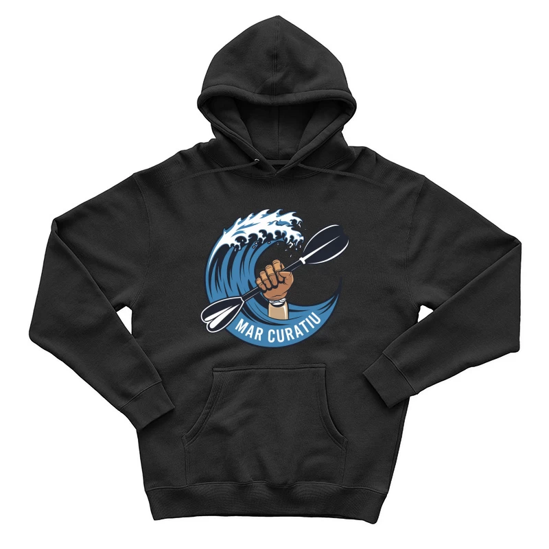 Mar Curativ Ocean Sports Logo with Rising Wave and Paddle Male Pullover Hoodie